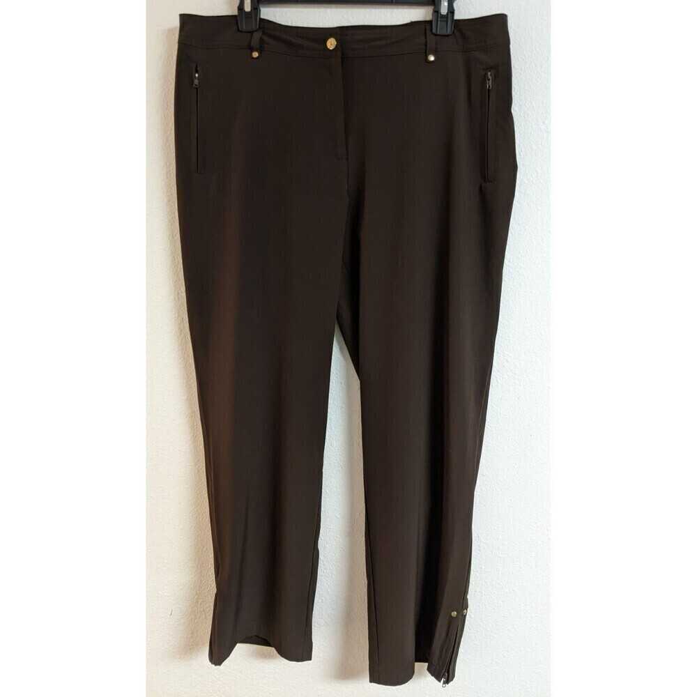 Women's CHICO'S ZENERGY Brown Poly/Spandex Athletic Casual Pants 2 Short 10/12
